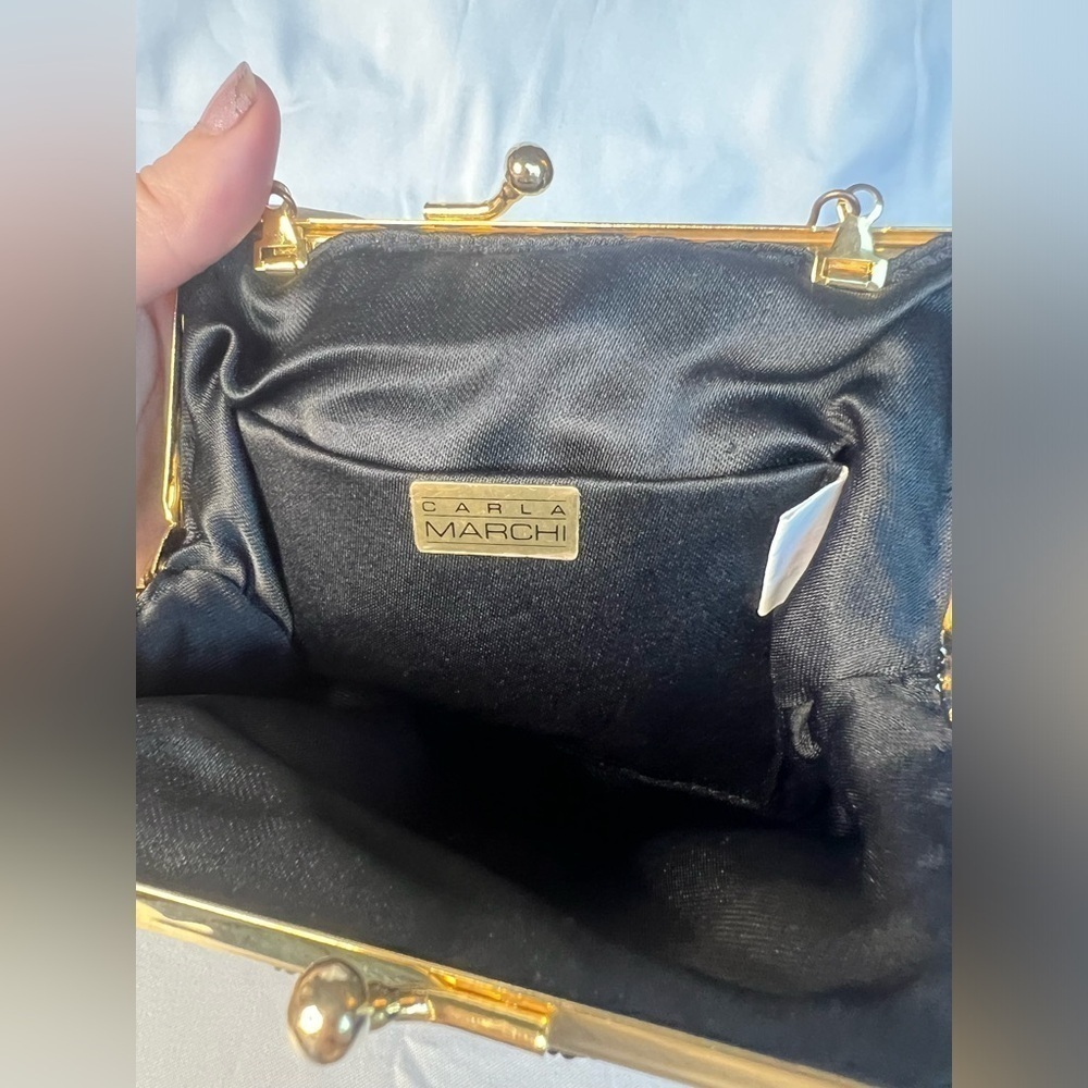 Vintage Carla Marchi Black Beaded Snap Shell Crossbody - Picture 6 of 9